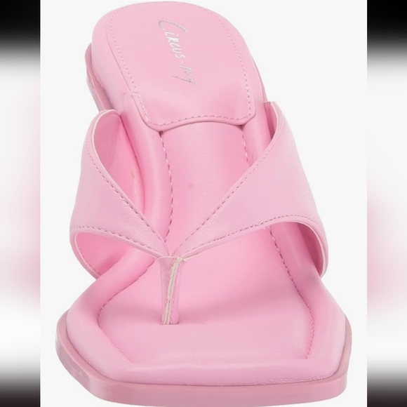 Circus by Sam Edelman Frances Pink Hibiscus curved Heeled thong Sandals size 9.5 - Picture 4 of 12